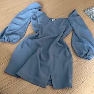 Aritzia Wilfred Novella Long Sleeve Mini Dress, Shadow Blue size 10